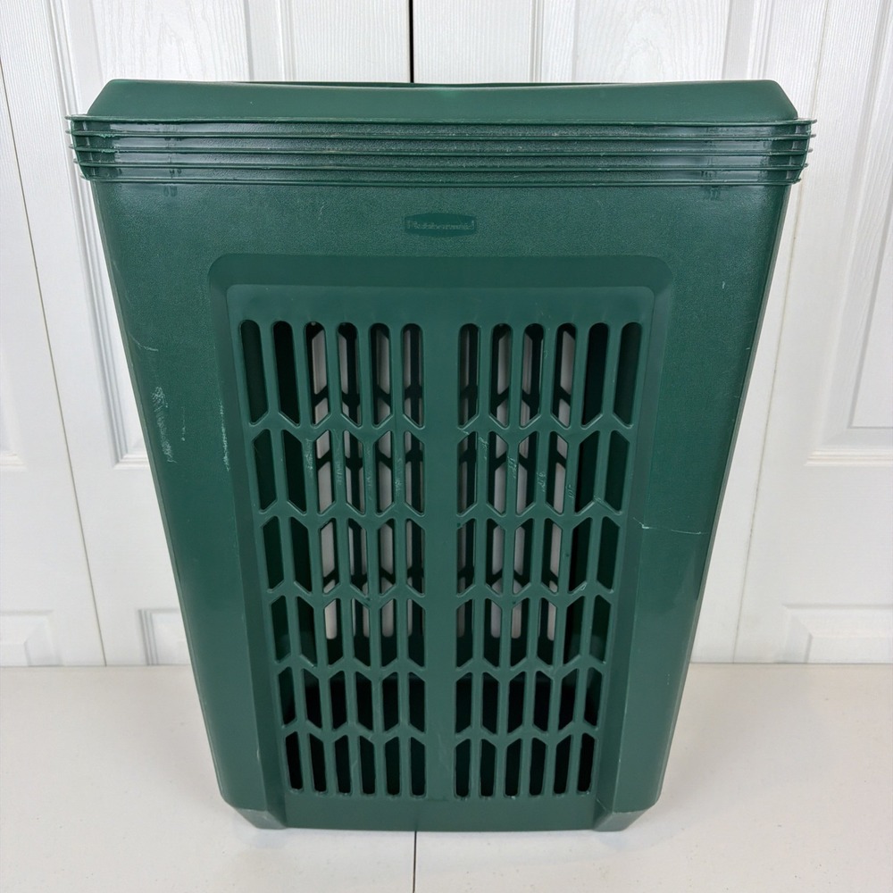 Rubbermaid Laundry Hamper Green 2986 1994 Lid 25x16x13 USA Large Vintage - Picture 3 of 9